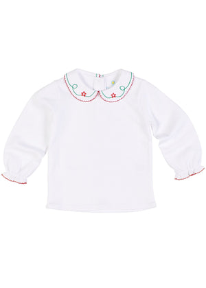 Long sleeve blouse with embroidered collar