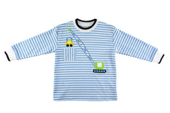 Stripe Knit Shirt with Crane and Car