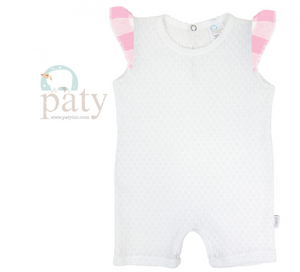 Paty Knit Playsuit with Pink Gingham Trim