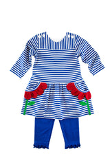Stripe Knit Dress with Petal Pockets