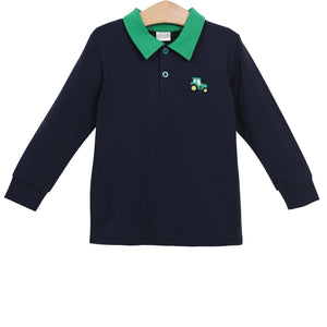 Tractor Embroidered Long Sleeve Polo