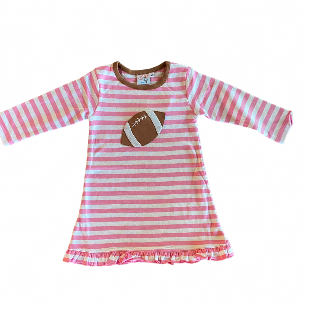 Bubblegum striped dress with Applique football