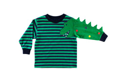 Stripe Knit Shirt with Dinosaur