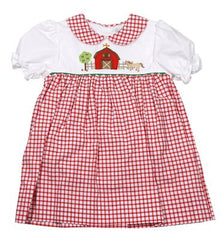 Petit ami red check barn and farm dress