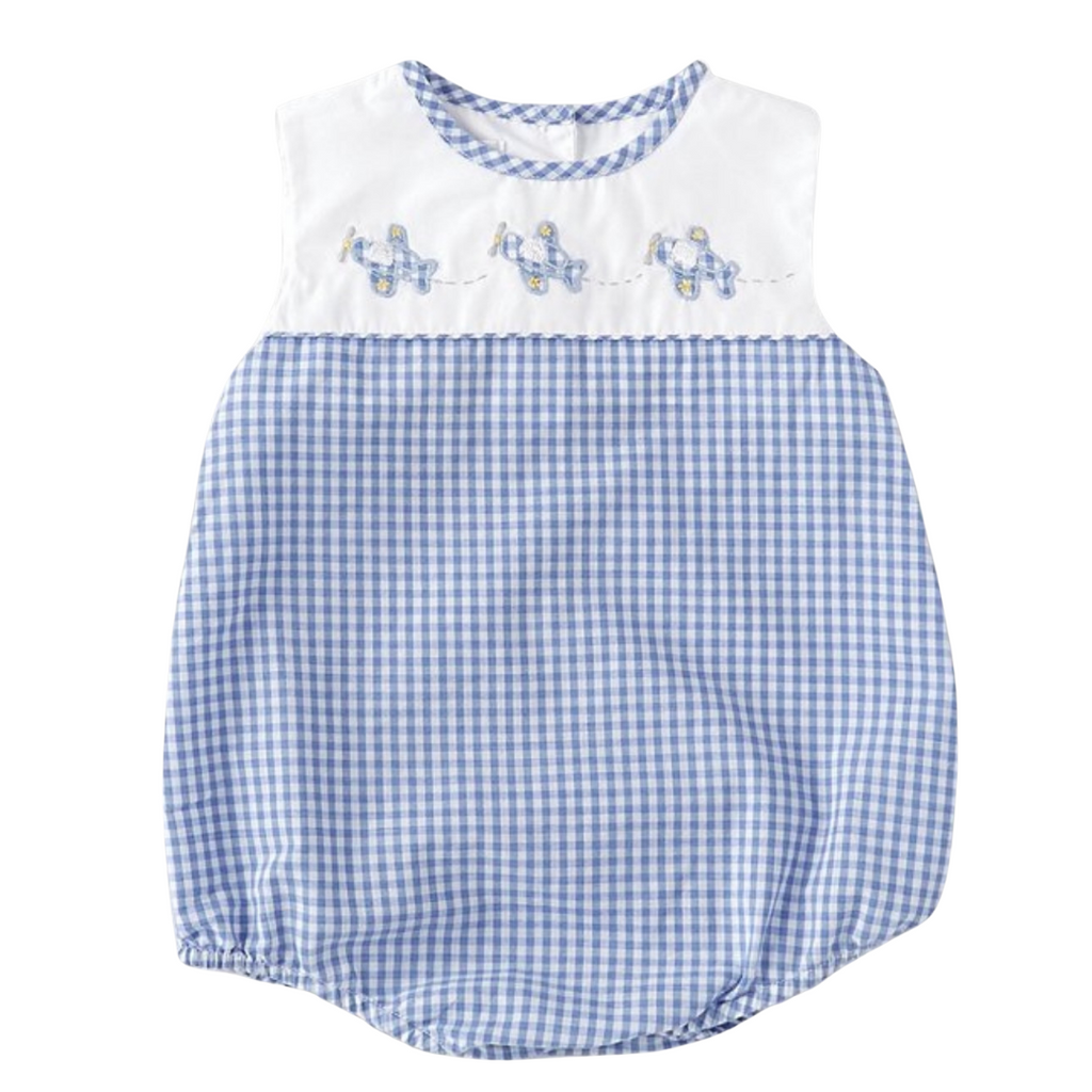 Baby Boys Solid/Checked Airplane Bodysuit