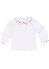 Long sleeve blouse with embroidered collar