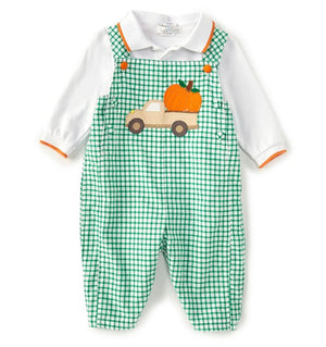 Baby Boys 3-24 Months Long Sleeve Shirt & Pumpkin Overall 2-Piece Set