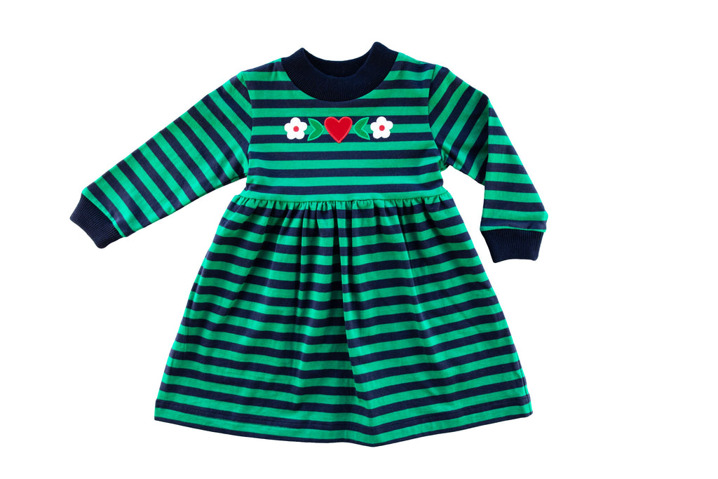 Stripe Dress with Heart and Flowers