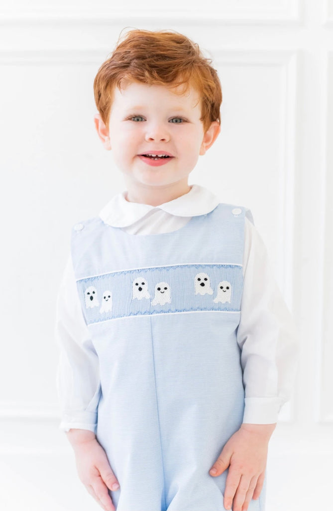 Smocked Blue Ghost Longall/ Collared Bubble